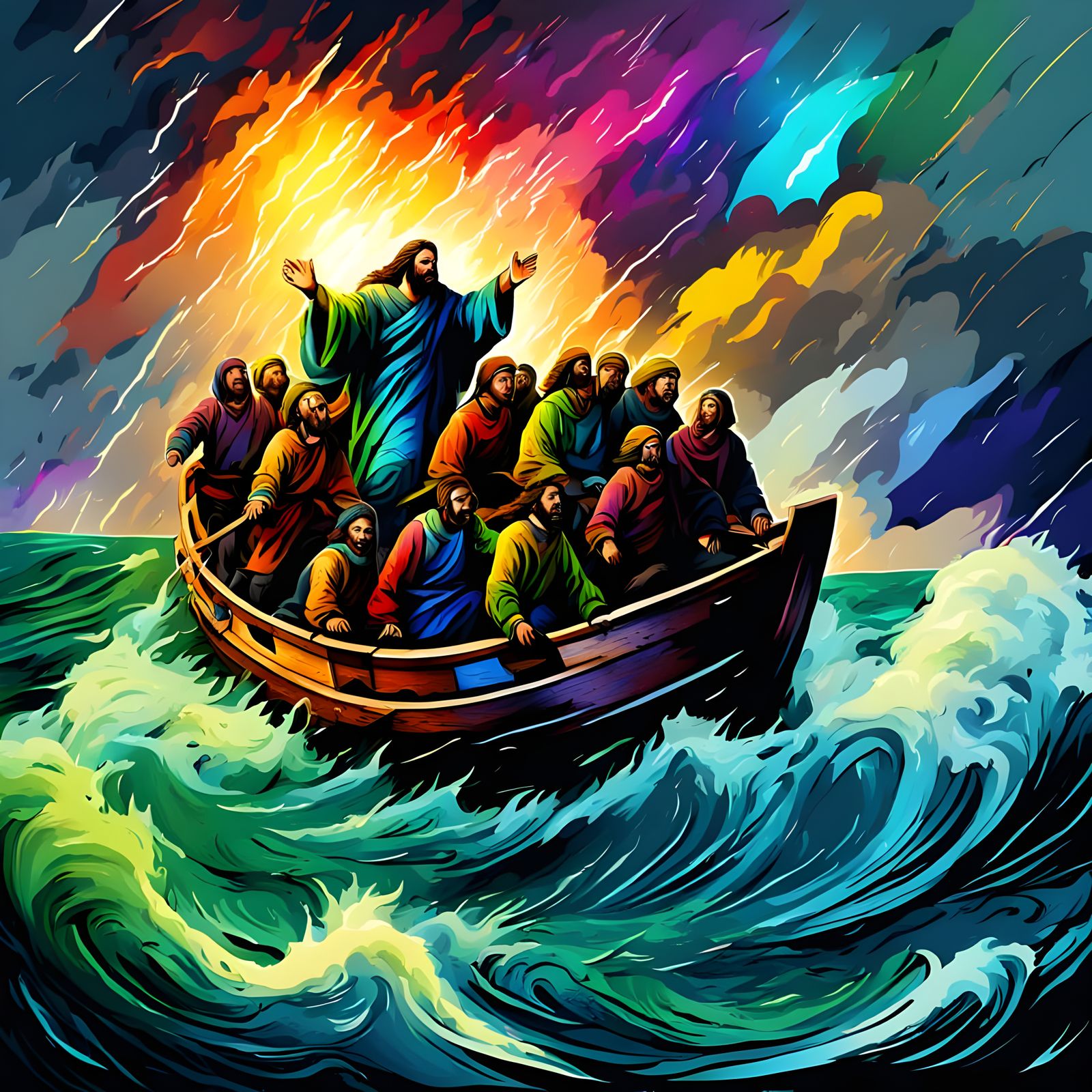 Jesus Calms the Storm: Abstract Digital Art