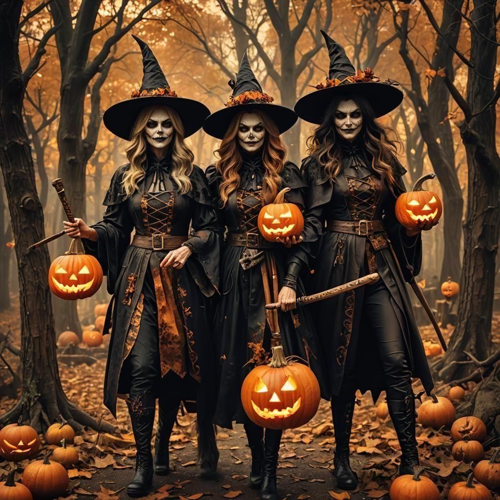 Psychotic Witches Celebrate Halloween in Hyperrealism