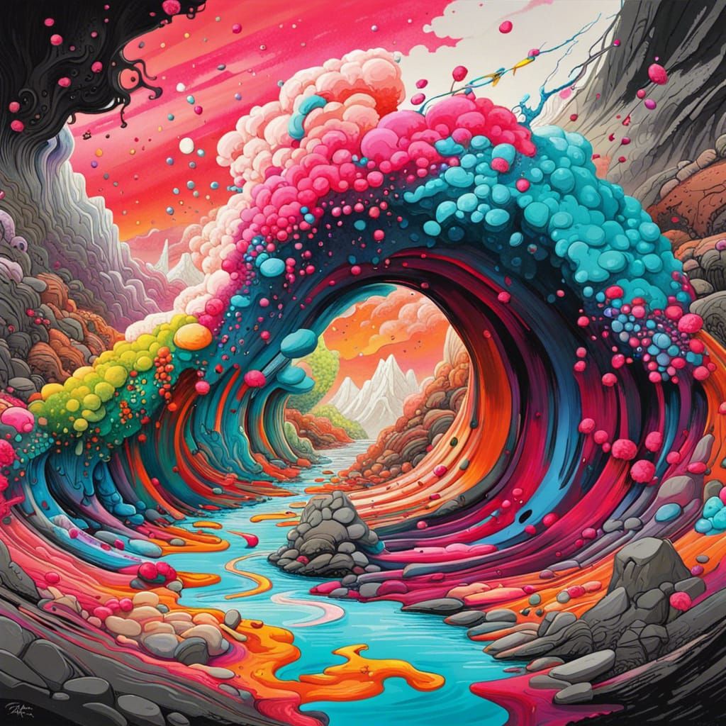 Geology in Japanese Art Style: Graffiti Splash