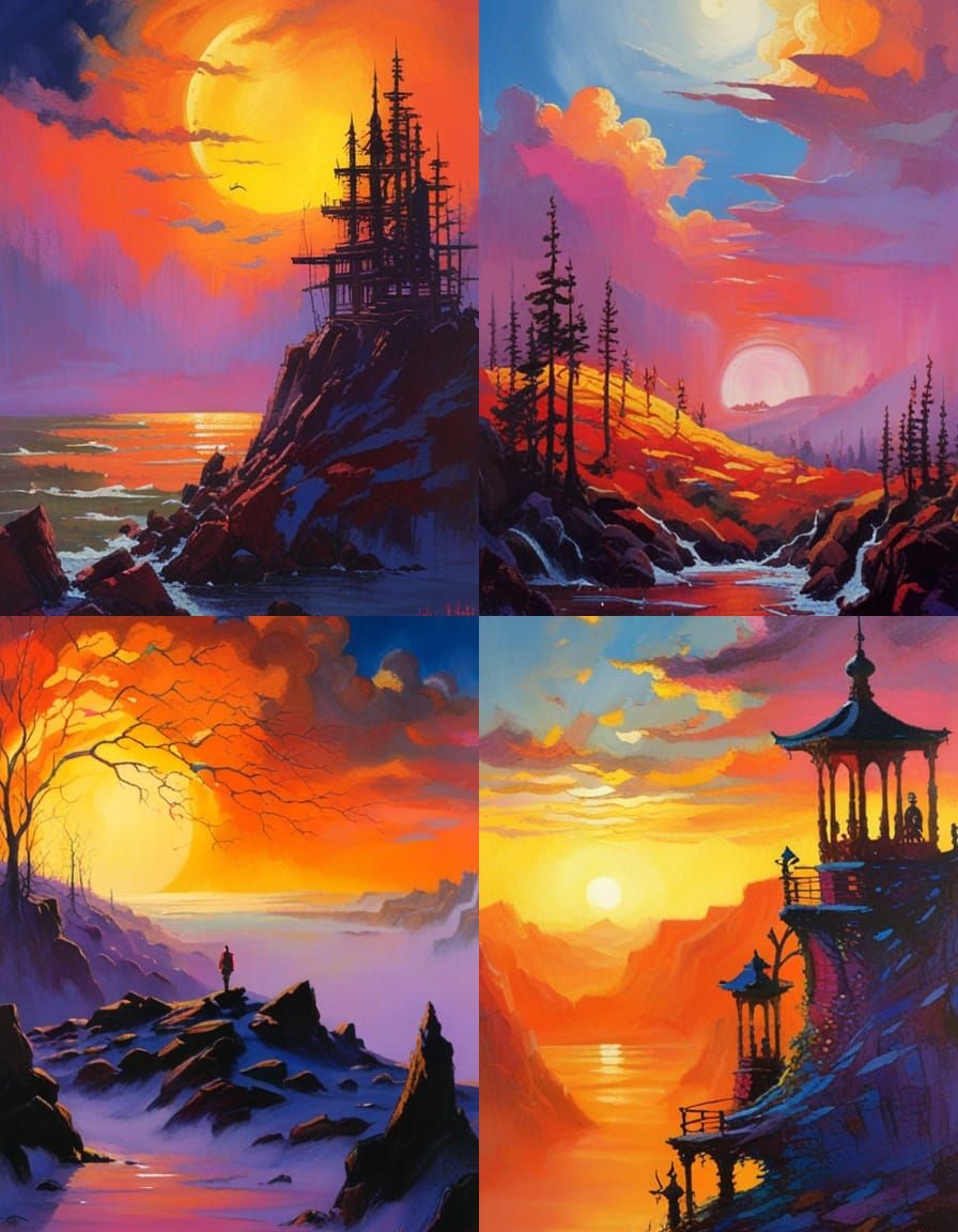 Retro Sci-Fi Scene in Paul Lehr Style