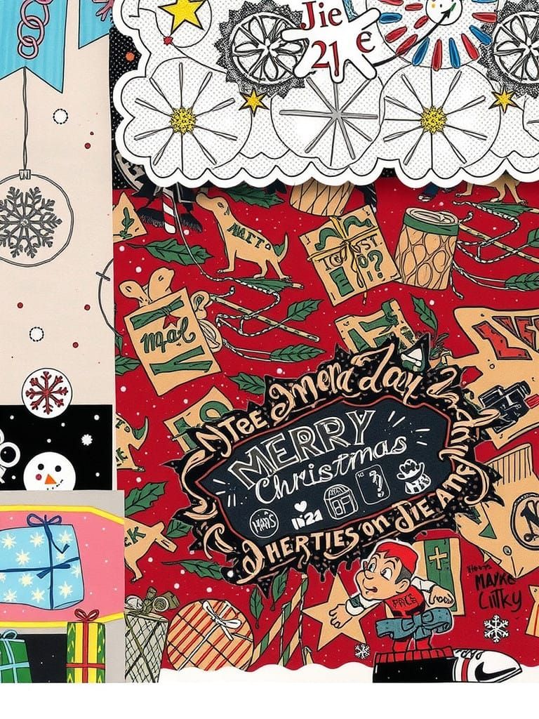 Whimsical Christmas Scene in Watercolor Style