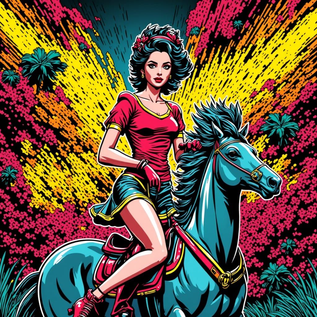 Linoleum Print Pinup with Pop Art Flair