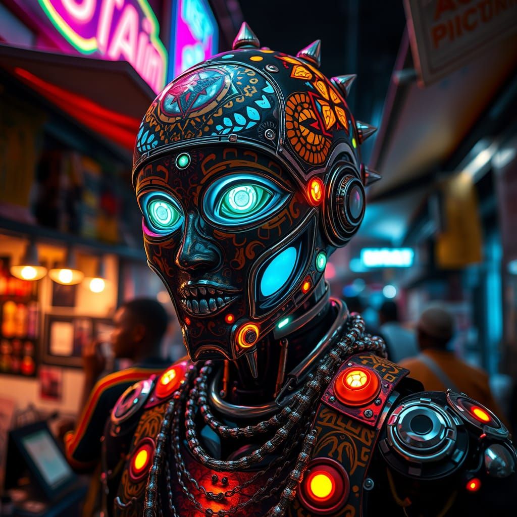 Cybernetic Griot Box in Lagos Tech Market