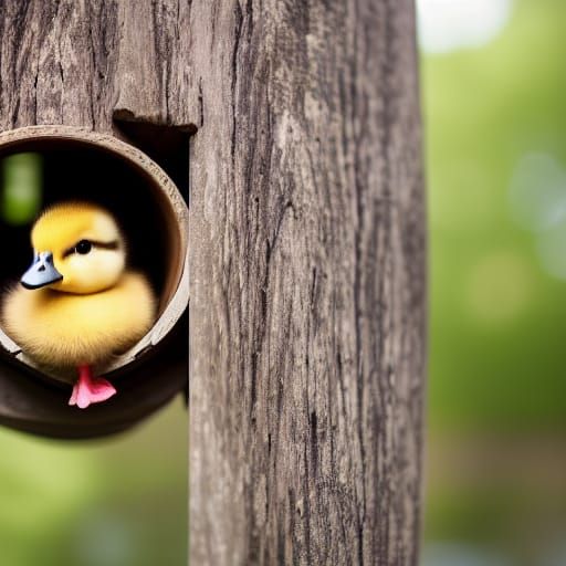 Adorable Duckling in Treehouse: Professional Photography