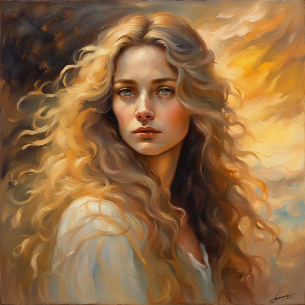 Ethereal Woman Portrait in Oil Painting Style