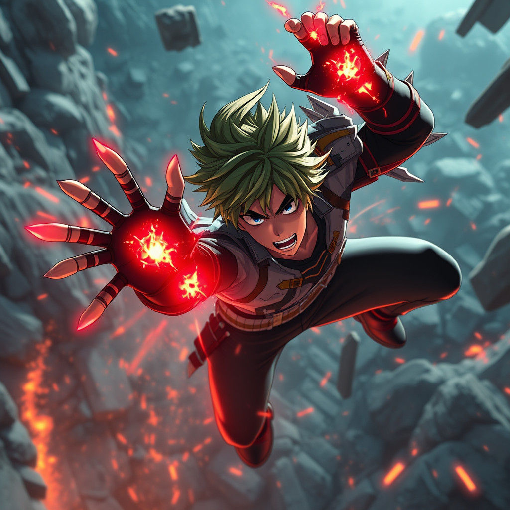 Bakugou Plummets in Explosive Anime Style