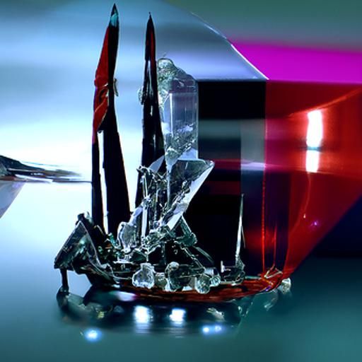 Quartz Crystal Skeleton Ship on Crimson Tide