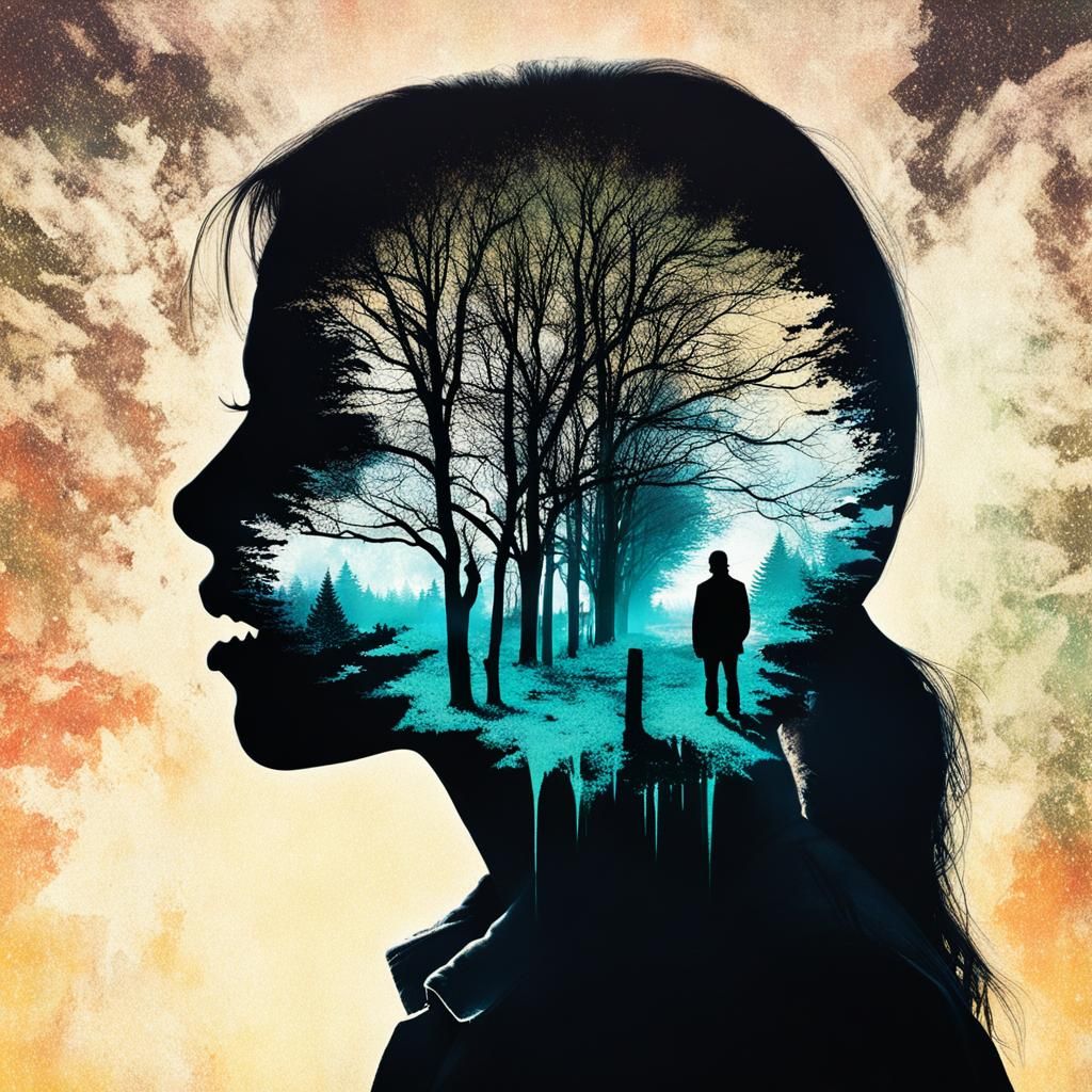 Horror Collage Art: Vindictive Guilt in Silhouette