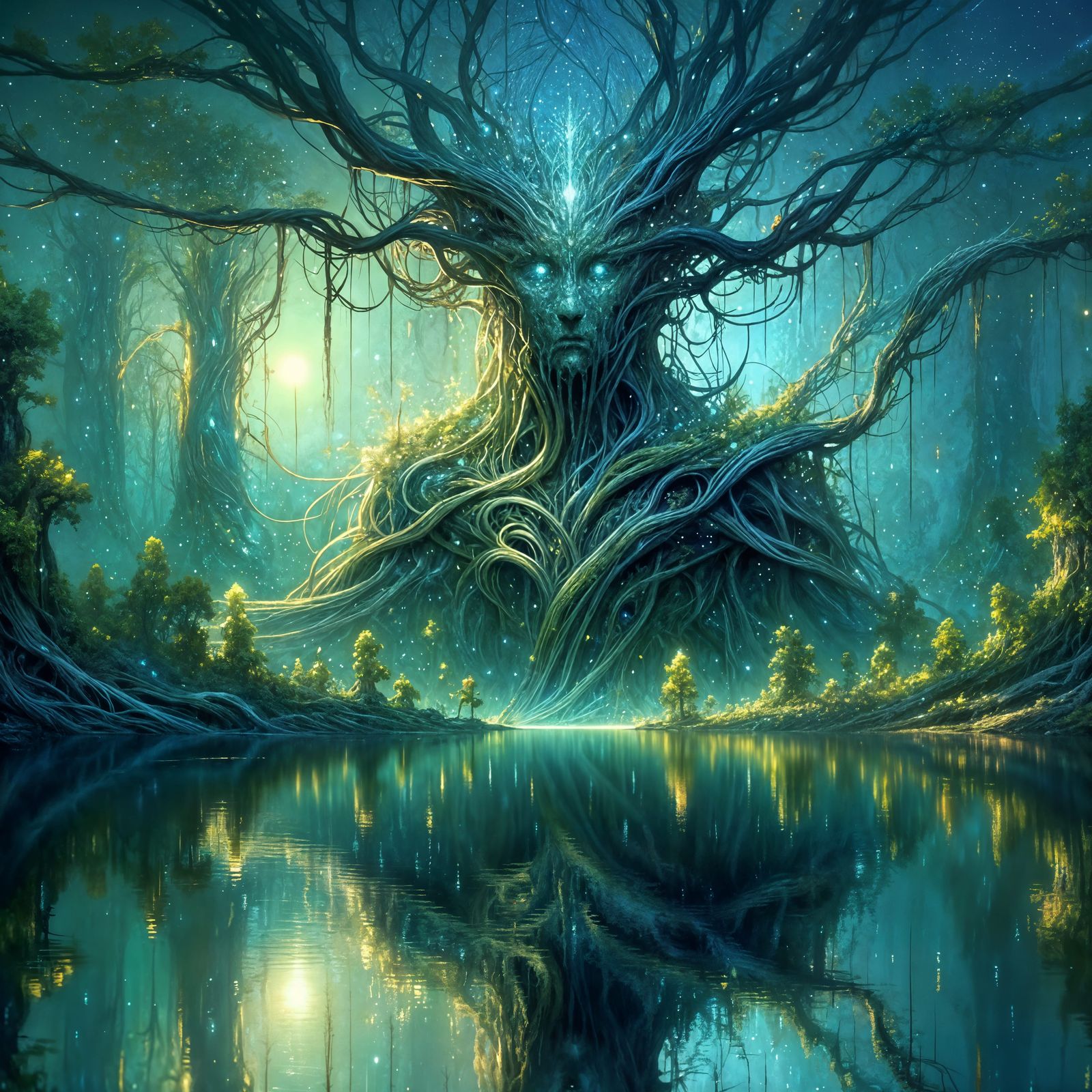 Ancient, Faceless Ent in Forest Lake