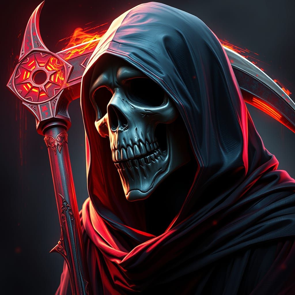 Grim Reaper Portrait in Triadic Colors