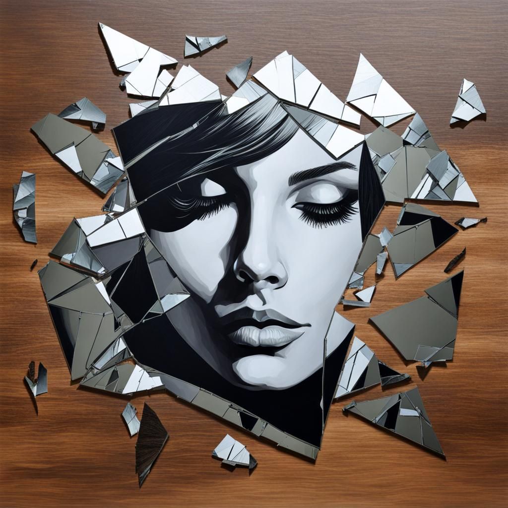 Shattered Mirror Reflects Beauty: Photorealistic Gouache