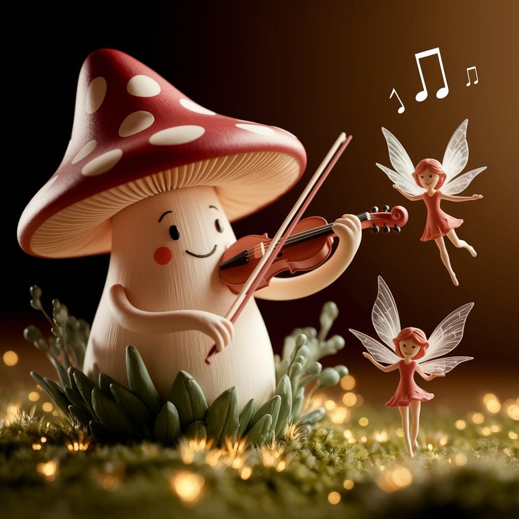 Whimsical Claymation Mushroom Serenade