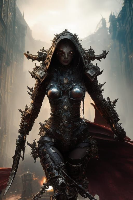 Biomechanical Zombie Assassin in Sci-Fi Horror Style