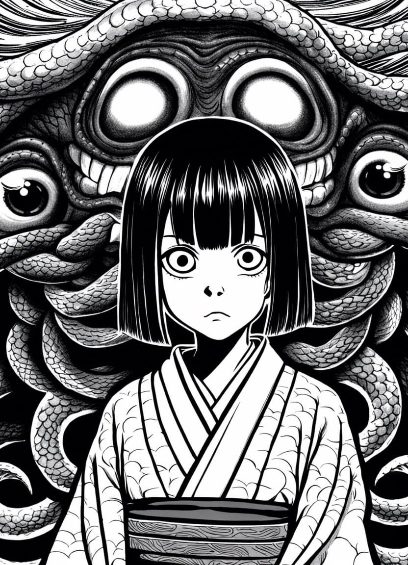 Terrified Woman in Horror Manga Style
