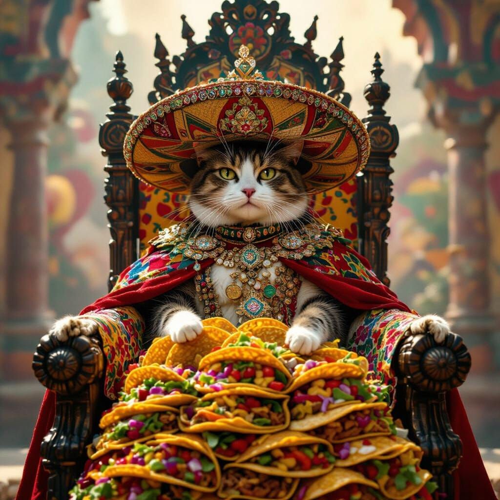 Tacocat King on Taco Throne, Cinematic Film Still