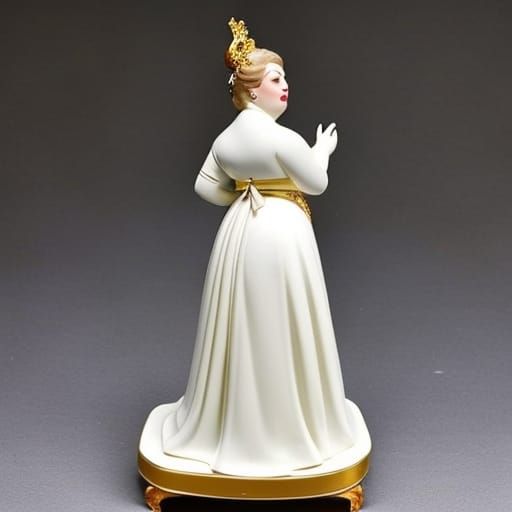 Meissen Porcelain Figurine: Woman in 1950s Dress