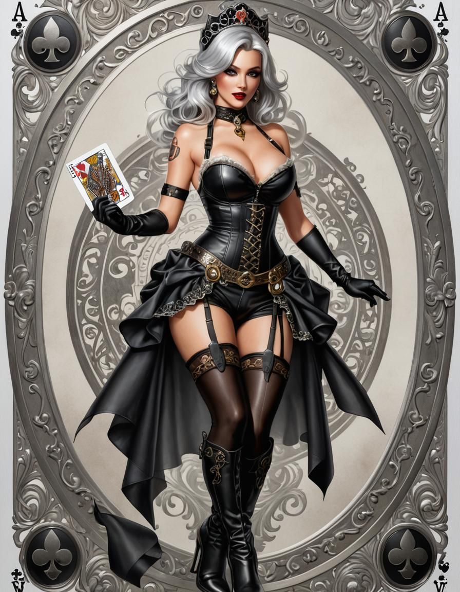 Ace of Spades Pinup Girl in Hyperrealistic Style