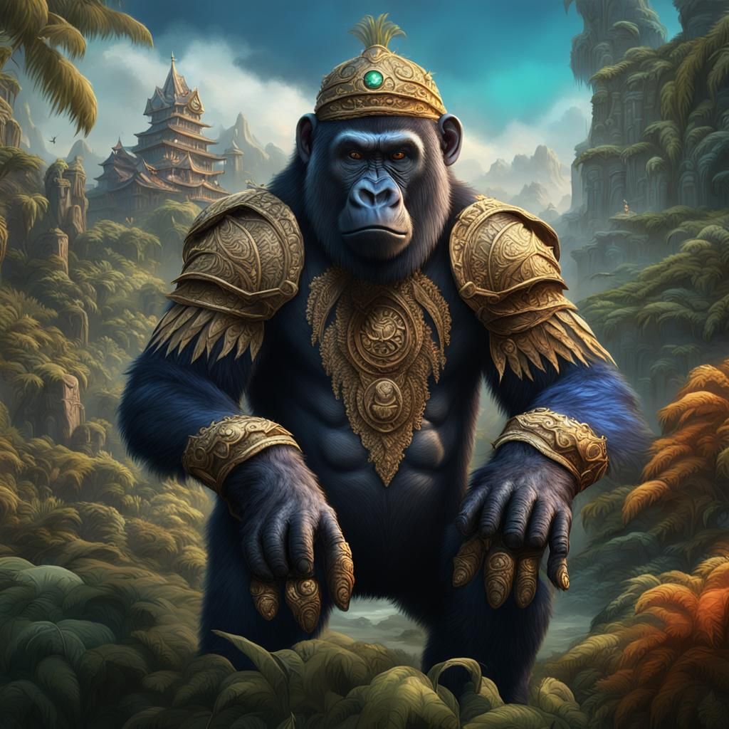 Costumed Gorilla in Detailed Matte Painting