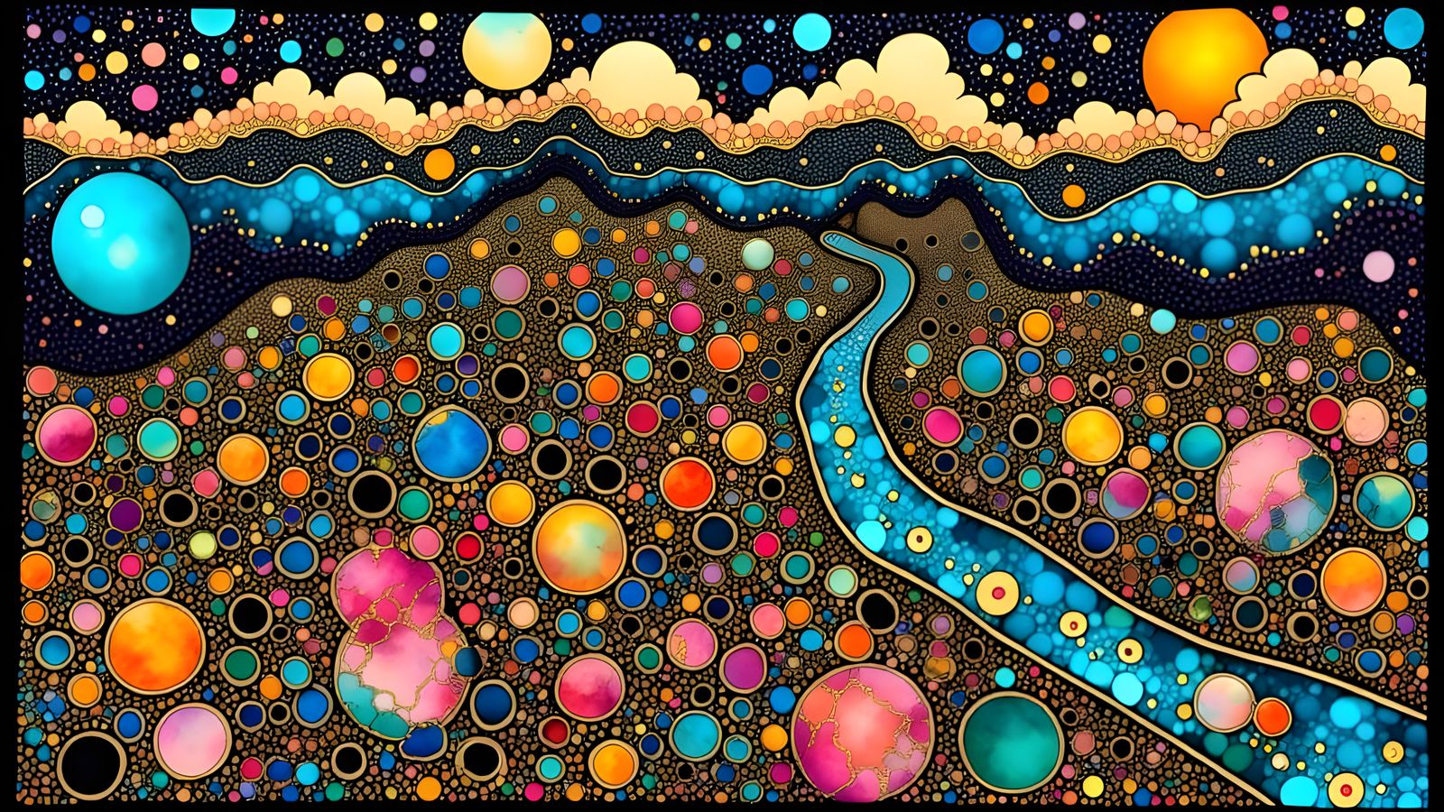 Kintsugi Cherry Blossoms Flowing Through Time