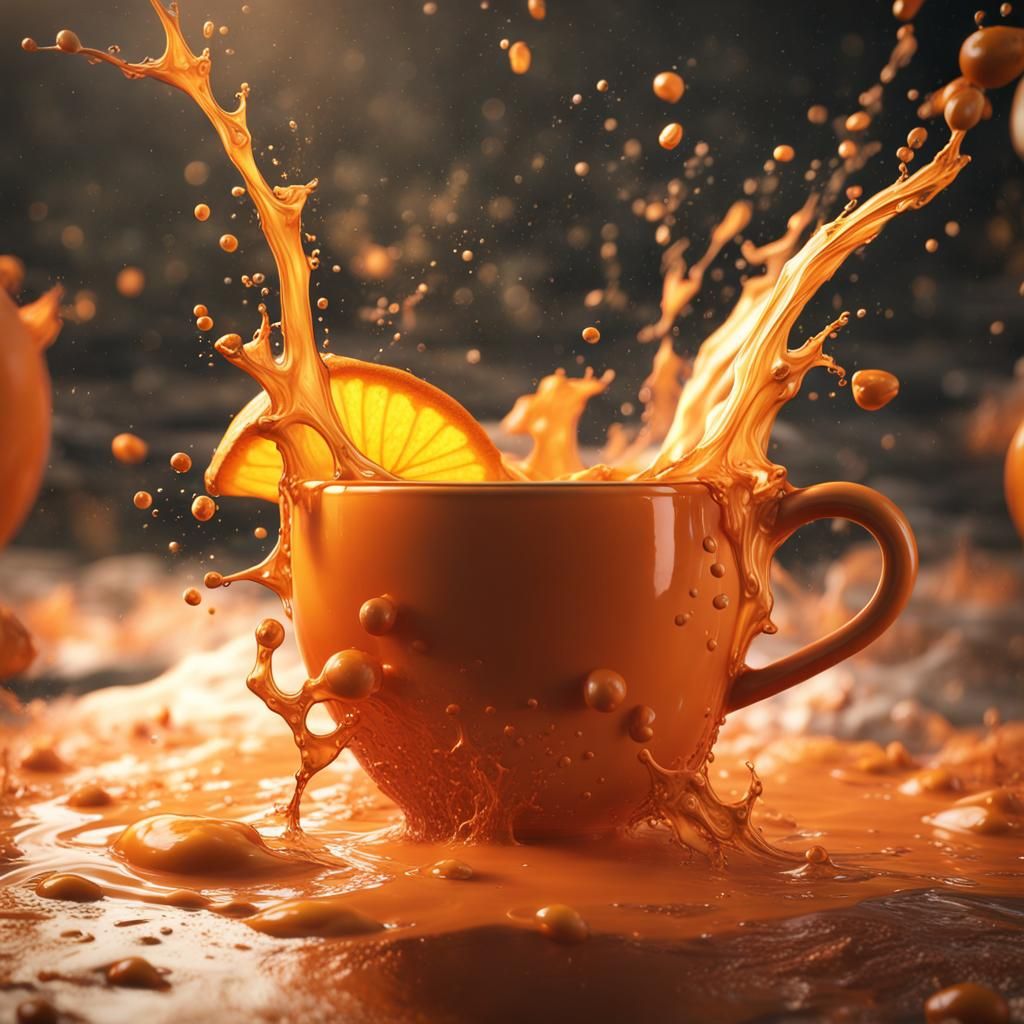 Orange Juice Splash: Detailed Matte Painting