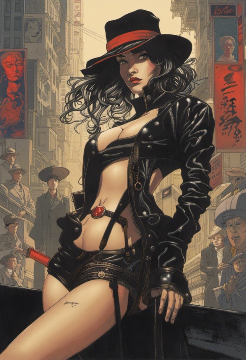 Yakuza Assassin in Bladerunner City: Gritty Digital Art