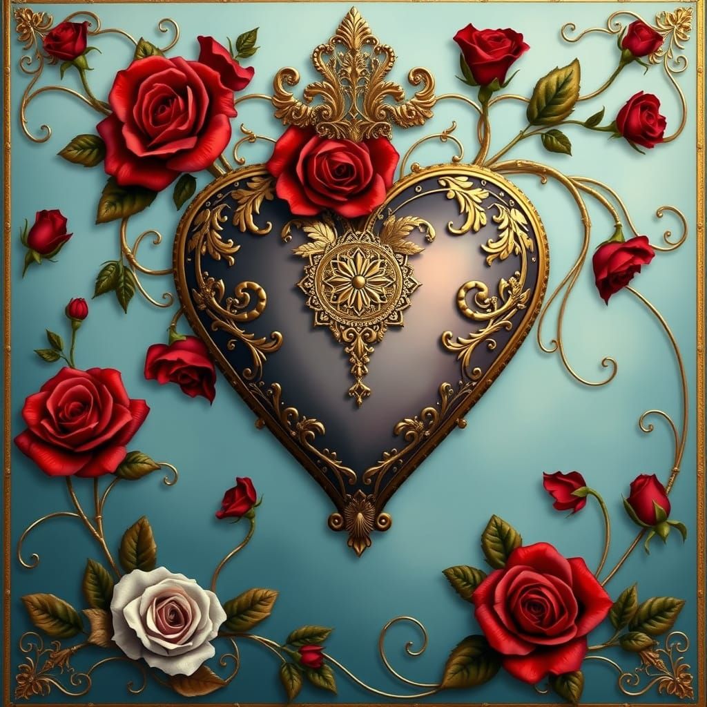 Golden Heart in a Romantic Garden