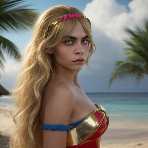 Island Beauty in Hyperrealistic Splash Art