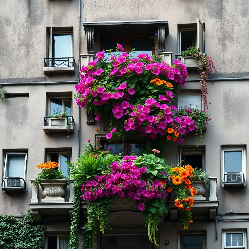 Whimsical Oasis Amidst Urban Drabness in Vibrant Color