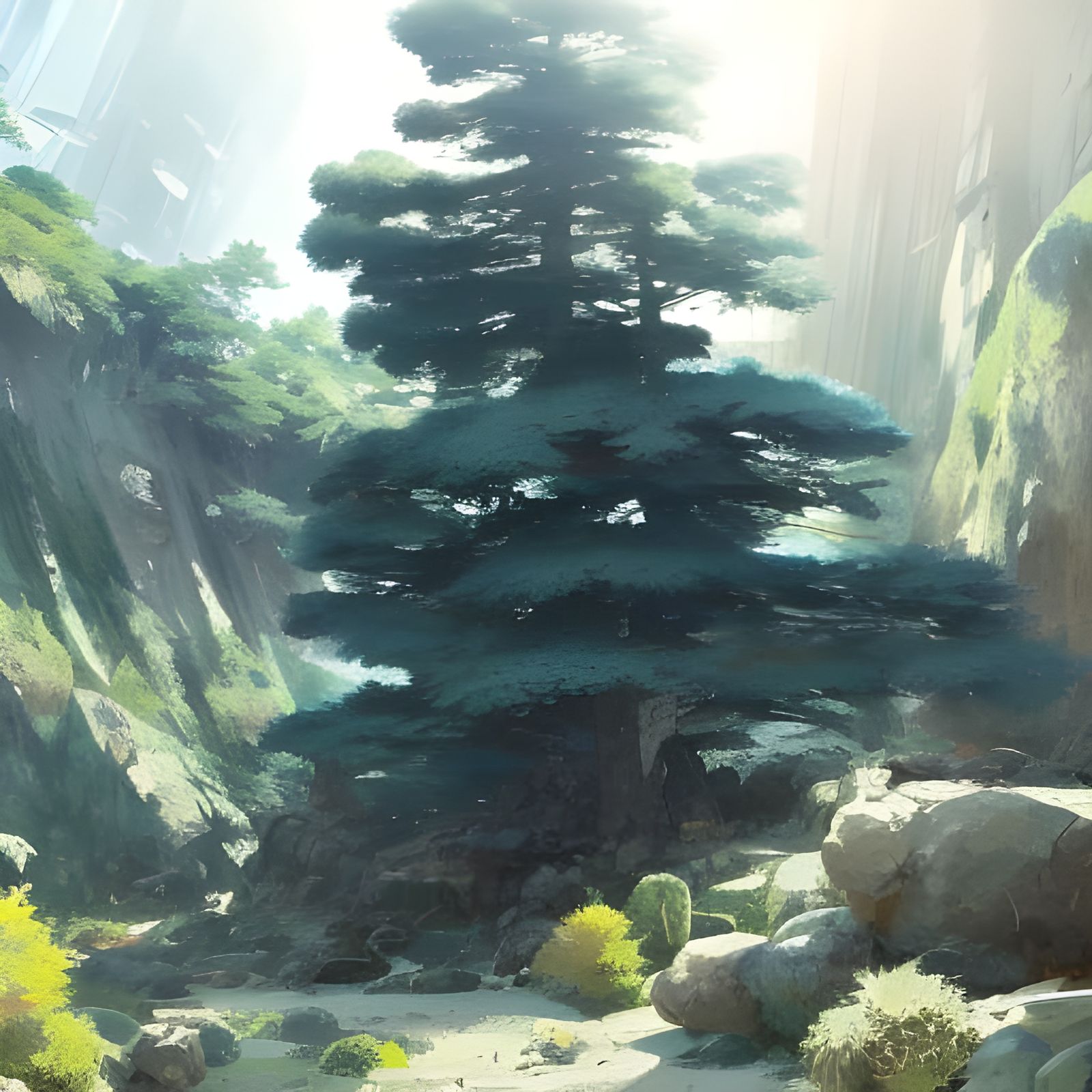 Epic Evergreen Pine Tree on Stone Rock