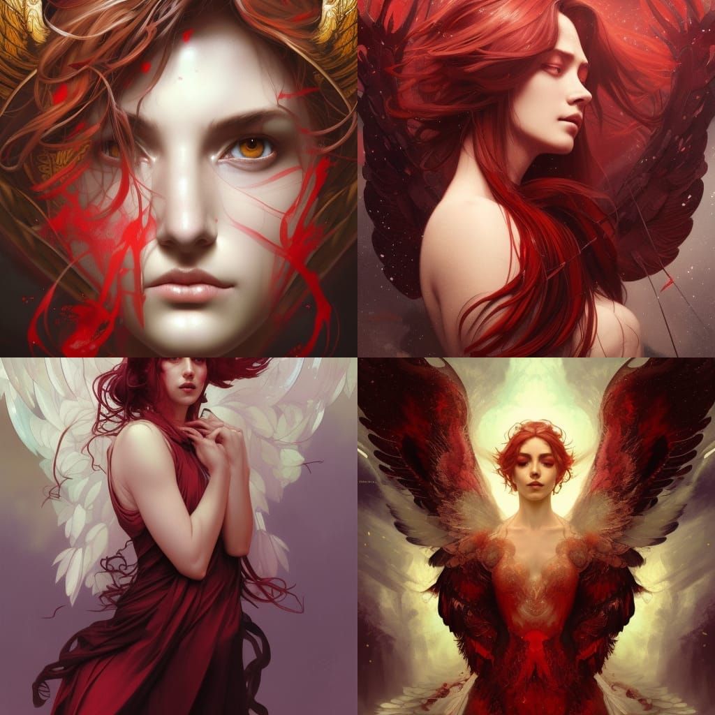Majestic Fallen Angel in Crimson Forest