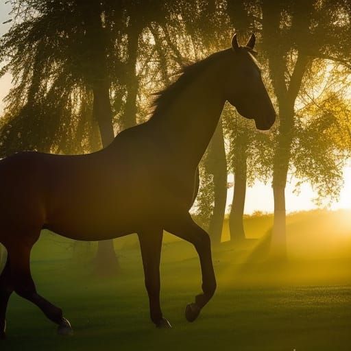 Horse in a Green Field: Professional Photography