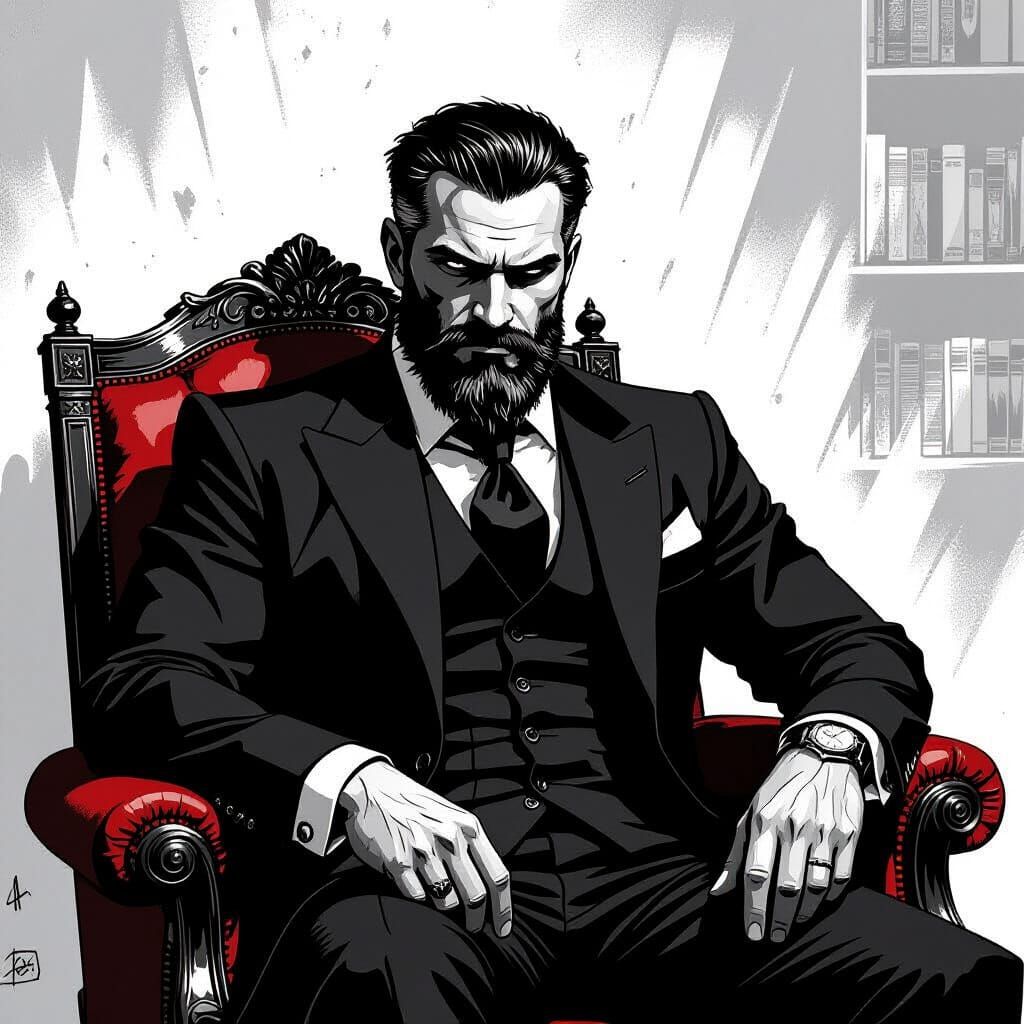 Noir Office Portrait in High Contrast Chiaroscuro