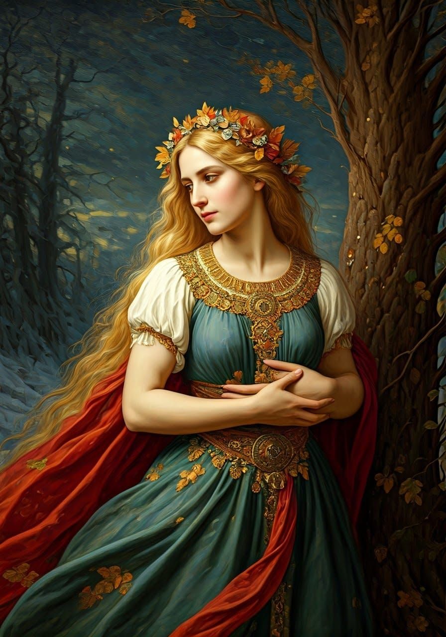 Morana, Goddess of Death, in Pointillist Painting