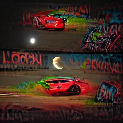 Ferrari vs Lamborghini Lunar Race in Neon Graffiti