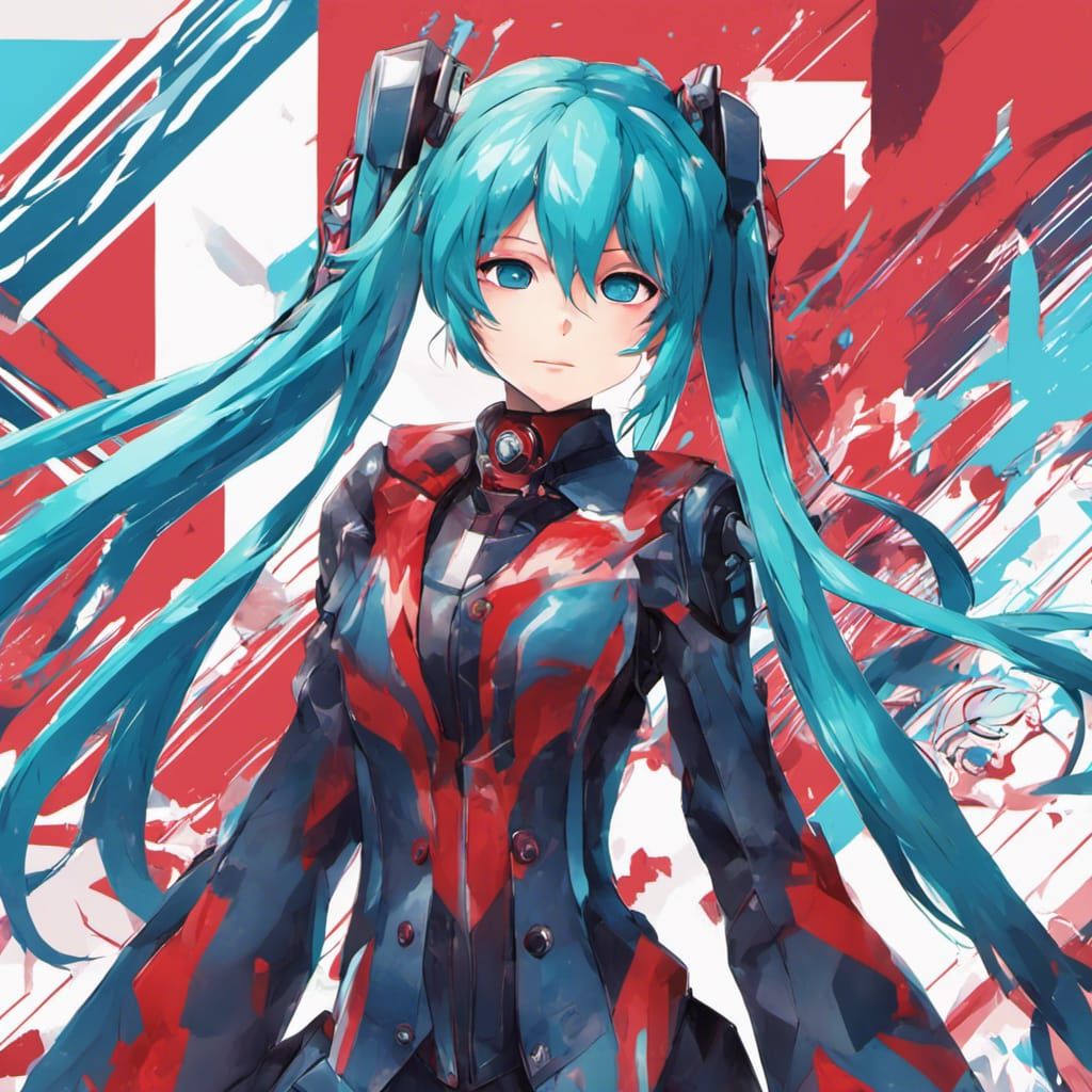 Hatsune Miku in Red and blue