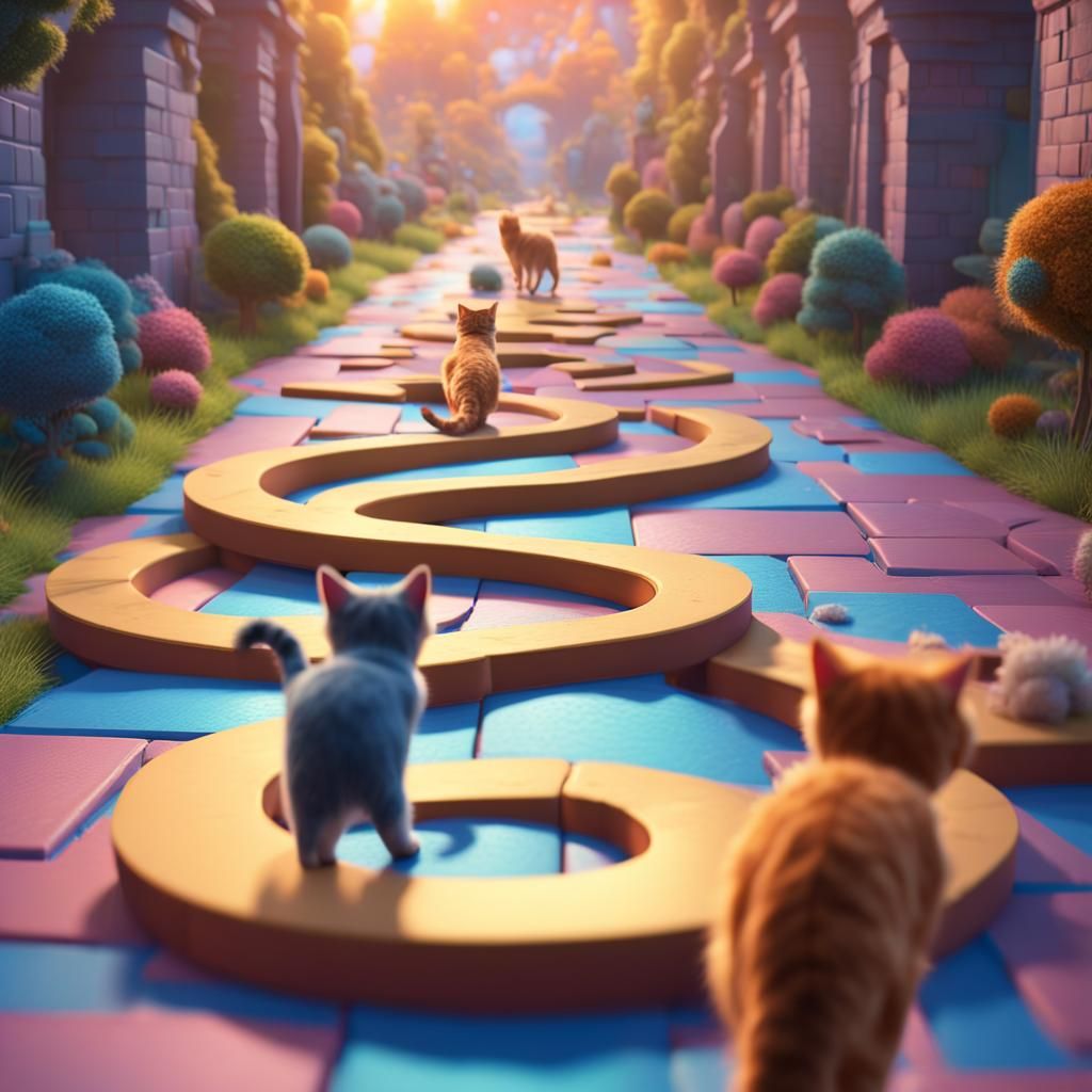 Cats Journey to Toyland: Pixar-Style 3D Art
