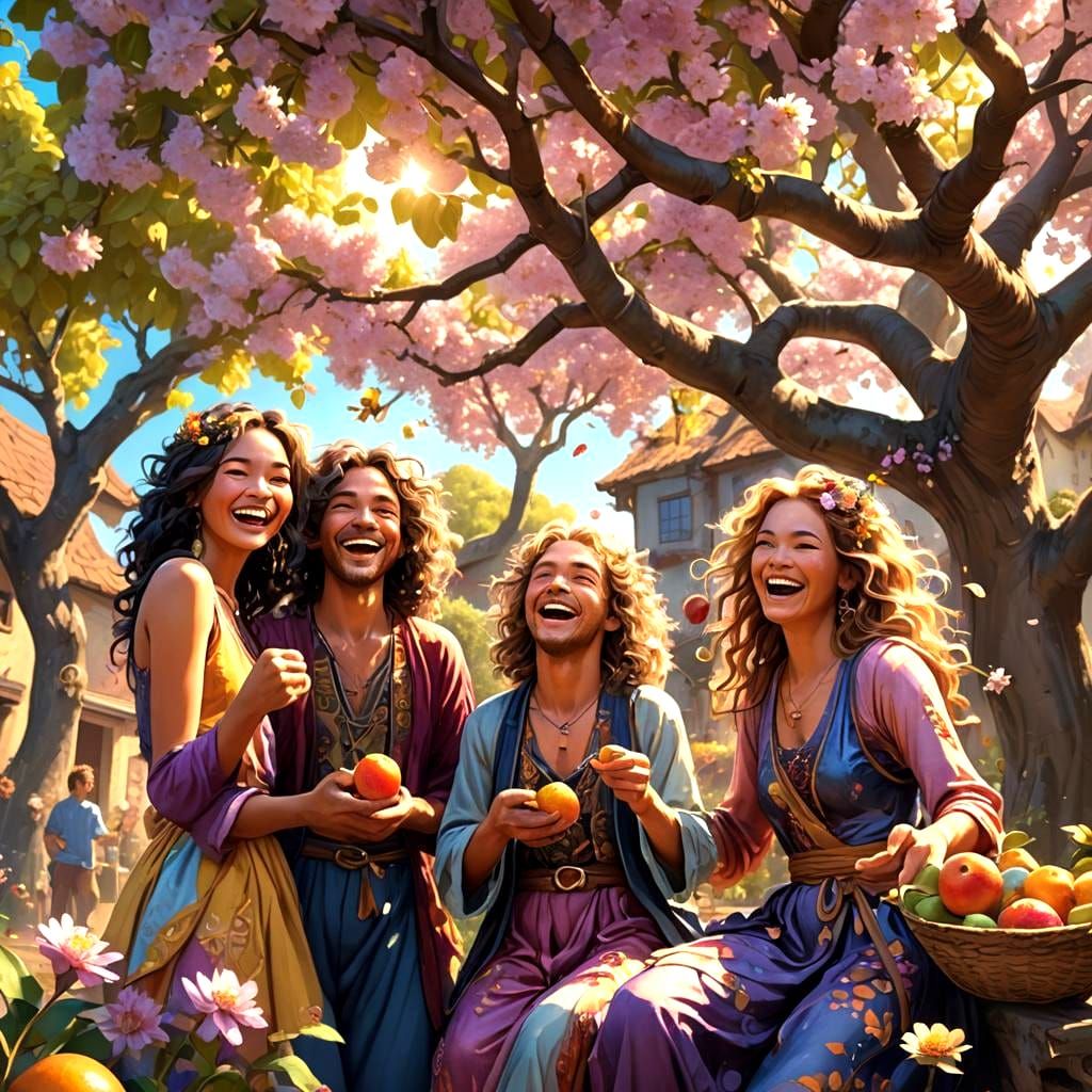 Friends' Floral Picnic: Fantasy Concept Art