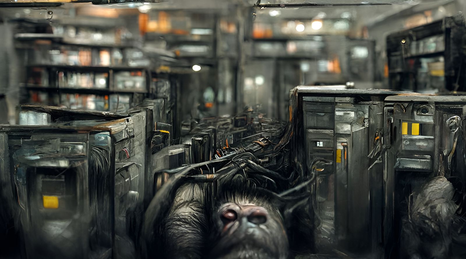 Hyperrealistic Liminal Office Space with Occupants