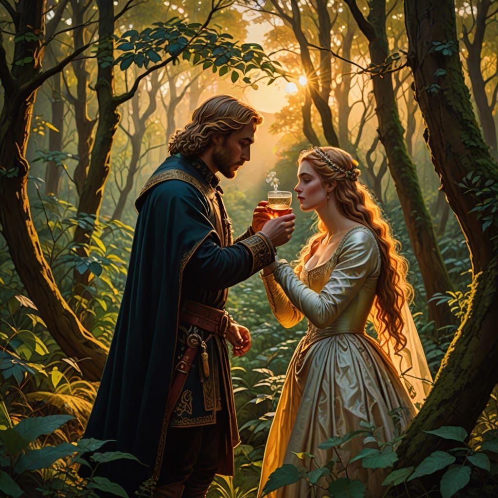 Tristan and Isolde in Pre-Raphaelite Elegance