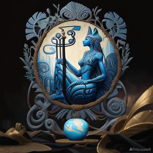 Art Nouveau Cave Painting of a Grieving Woman