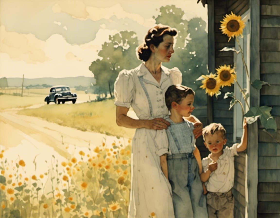 Vintage Family Portrait in Titian Watercolor Style