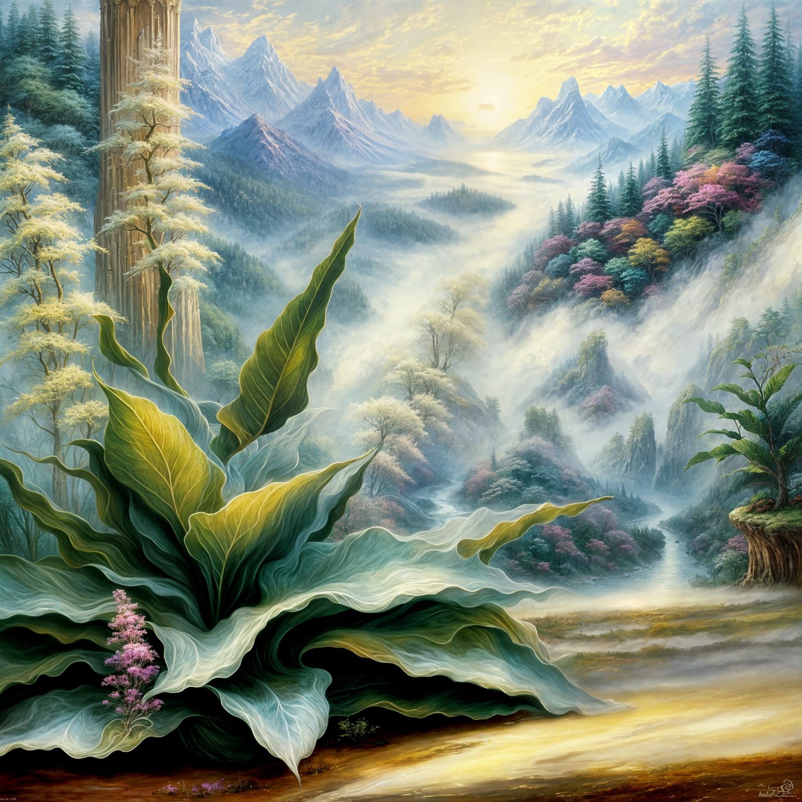 Ethereal Fantasy Scene in Kinkade Style