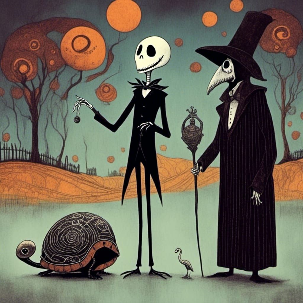 Jack Skellington and Alan Rickman in Junji Ito Style