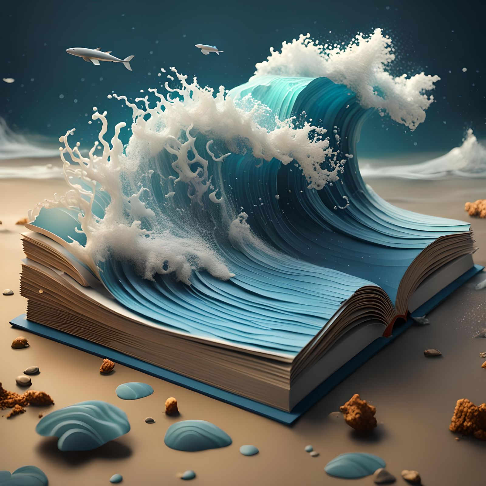 Crashing Waves in 3D Pop-Up Book