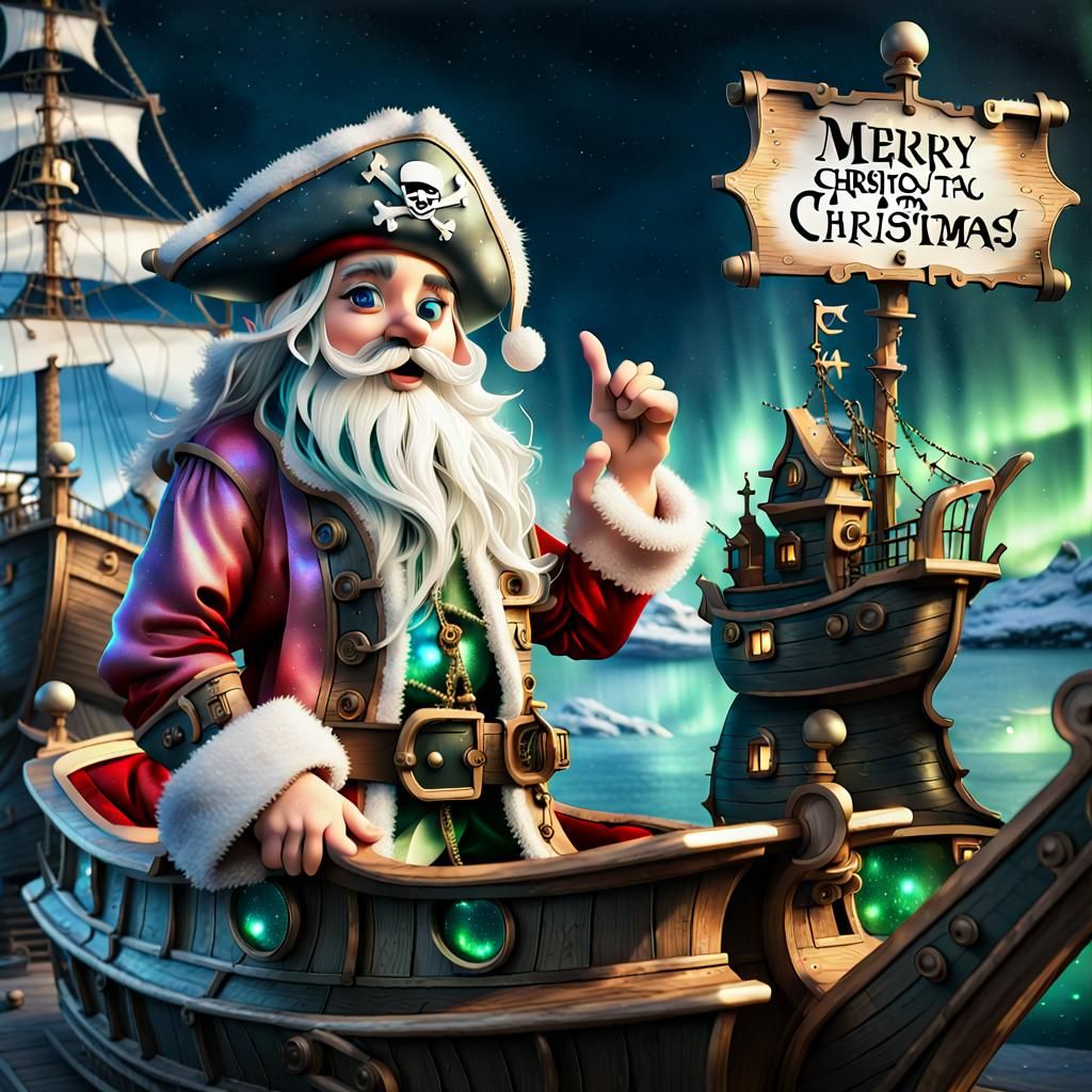 Santa Pirate wish a Merry Christmas