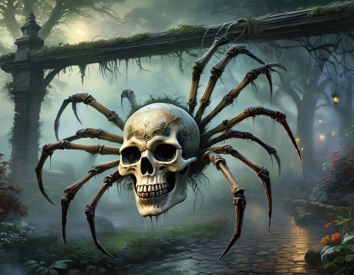 Ethereal Skull Spider in Fantasy Landscape