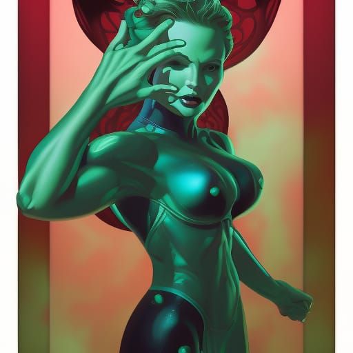 Monstrous Fire Woman in Comic Book Pop Art Style