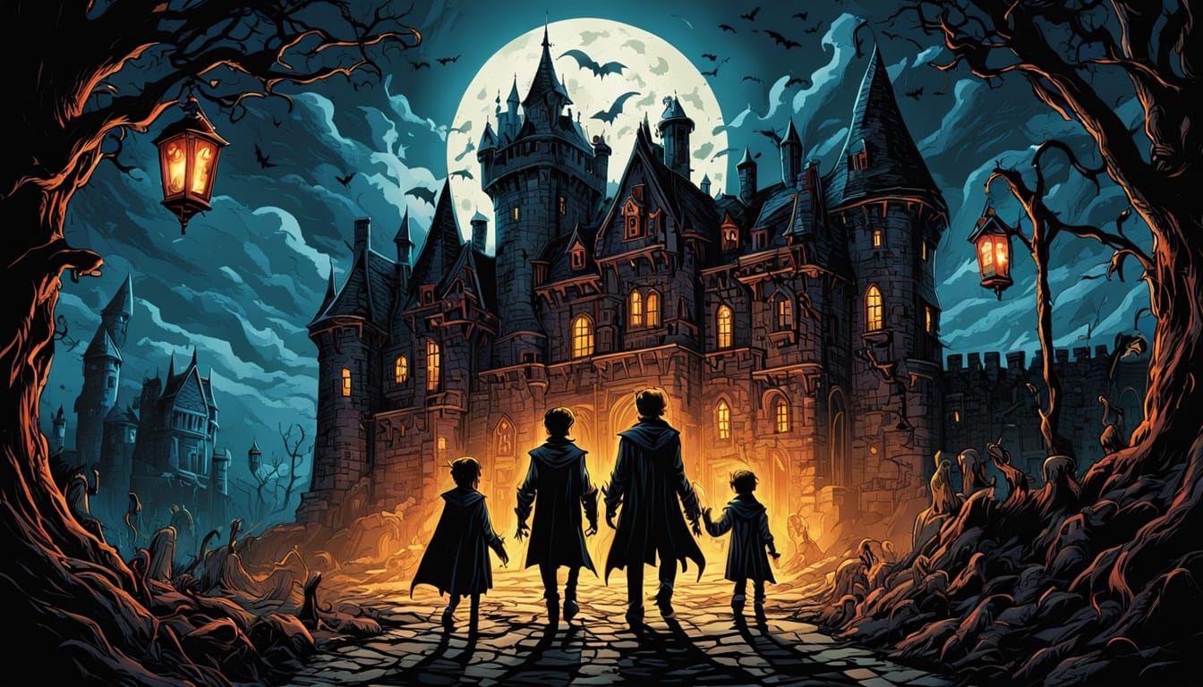 Vampire Family's Haunted Castle Adventure: Comic Book Art