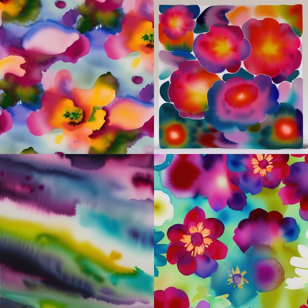 Floral Abstract Watercolor Painting in Gold Tones
