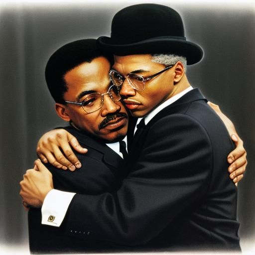 Malcolm X and Martin Luther King Embrace